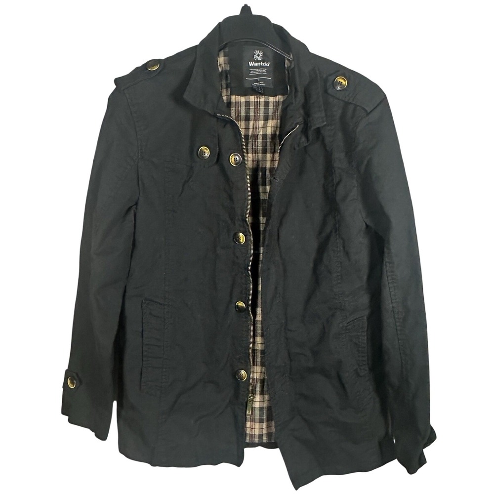 Wantdo Field Jacket Mens Large Black Solid Regular Fit Modern‎ Military Coat L